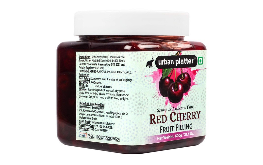 Urban Platter Red Cherry Fruit Filling    Plastic Jar  600 grams